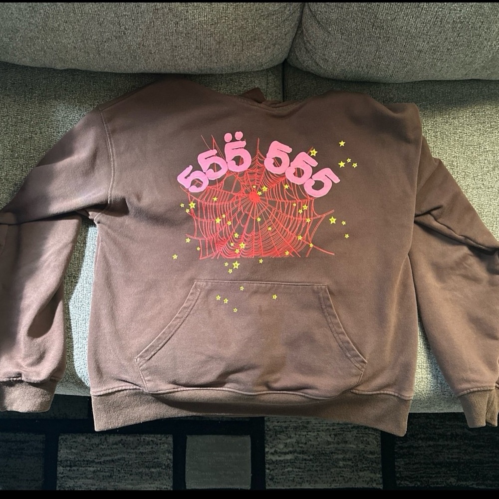 Spider Worldwide Brown Sp5der 555 Angel Numbers Men’s Large Hoodie